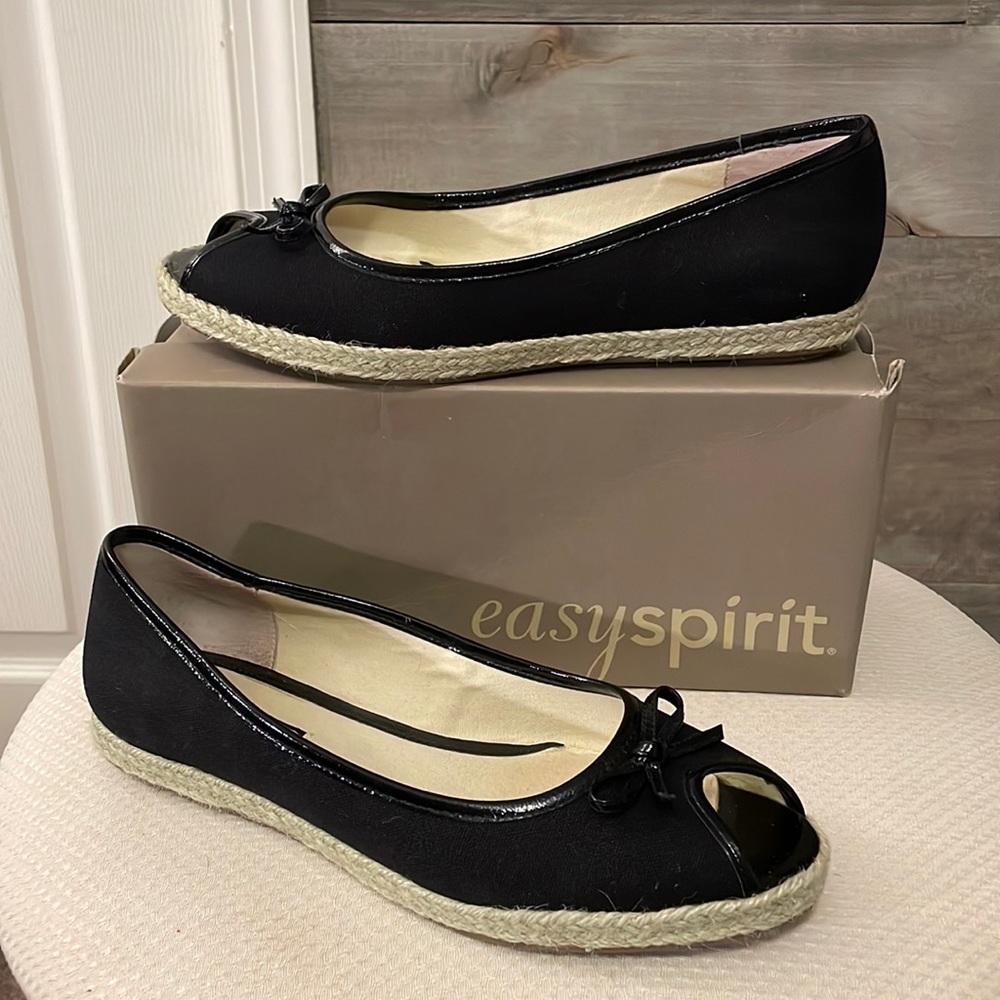 Easy Spirit Cruisest Peep toe Ballet Flats Size 9 Black